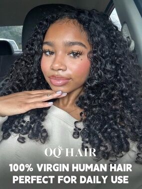 NIB Human Hair Wig with Bouncy Curls